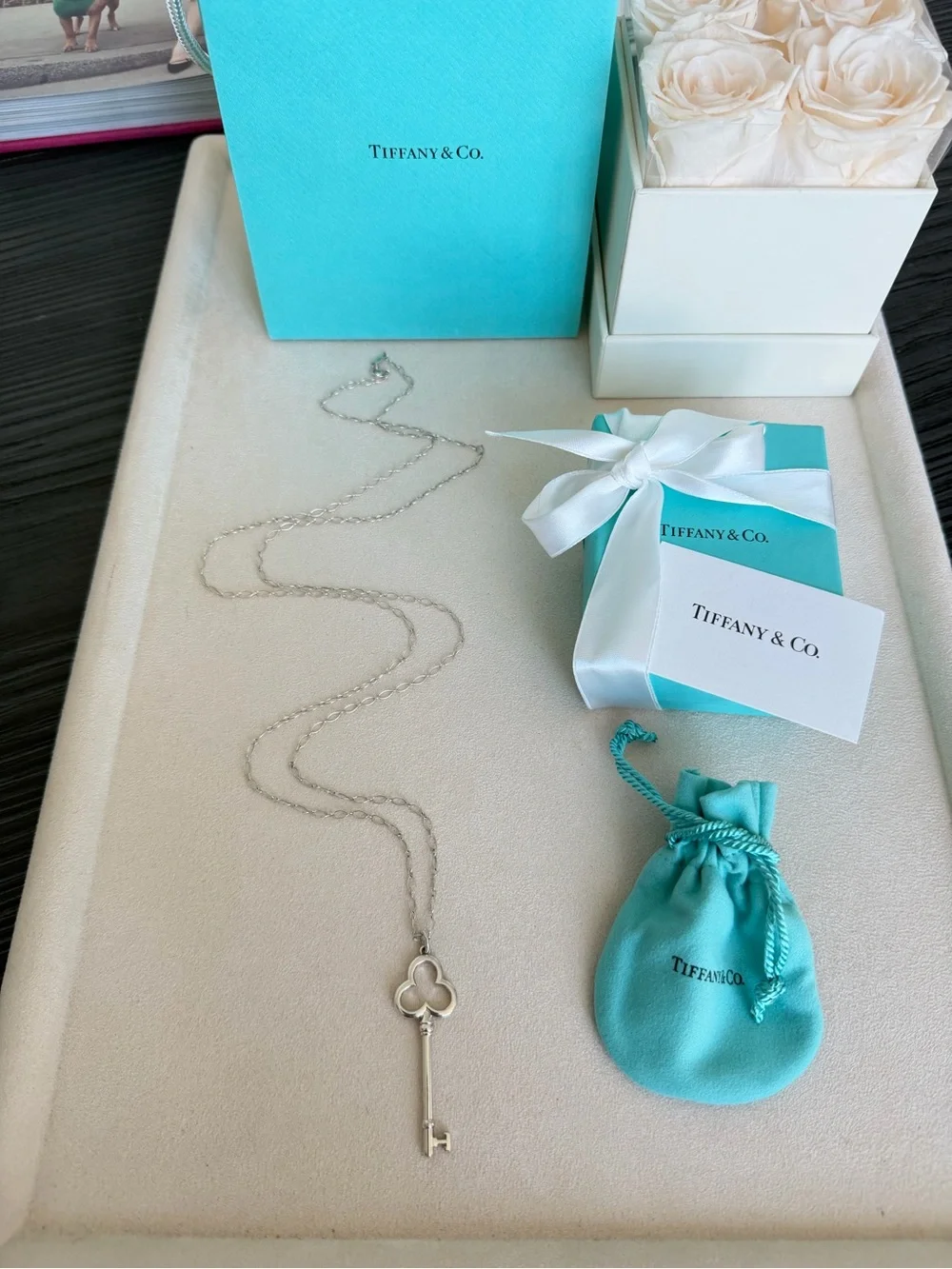 Tiffany & Co. Large Key Necklace Sterling Silver 36”  $700